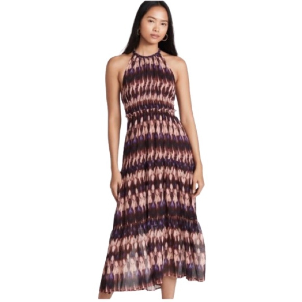 🆕 🔥 A.L.C. Elara Crinkle Chiffon Silk maxi Dress Tie Dye Dress 100% silk size 10